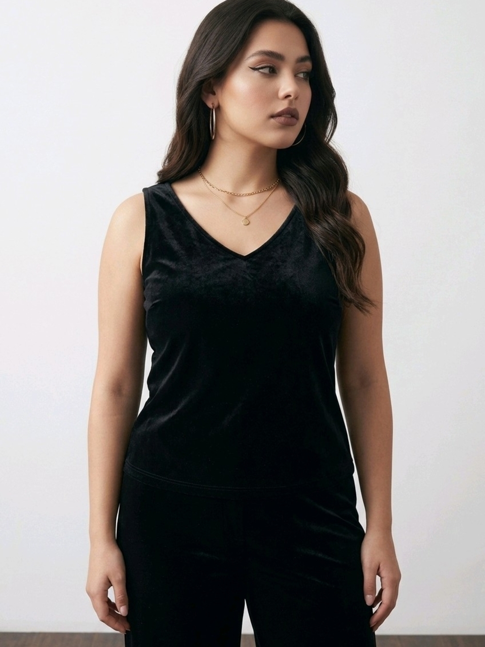 NWT Liz Claiborne Black Velvet Satin Lined Tank Top ~sz 14 Petite